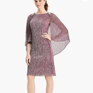 Pink Printed Short Sleeve Evening Dress